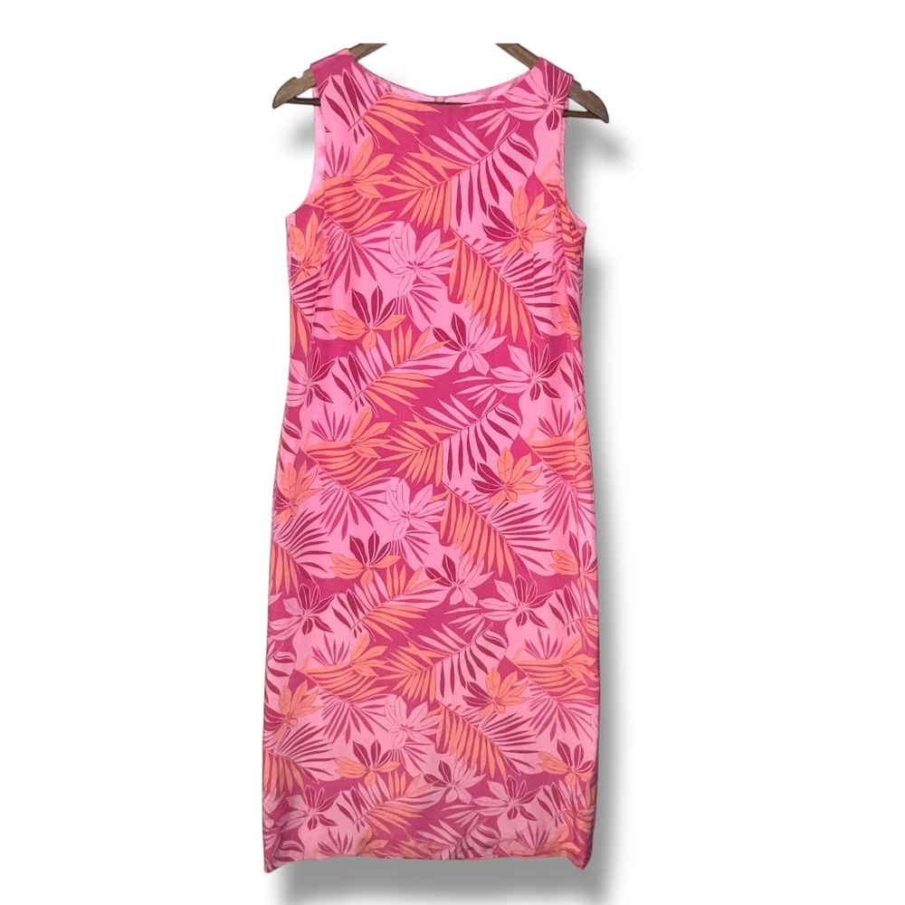 Talbots Petites Vintage Pure Silk Dress 8‎ Tropical Floral Midi 90s Y2K Vacation